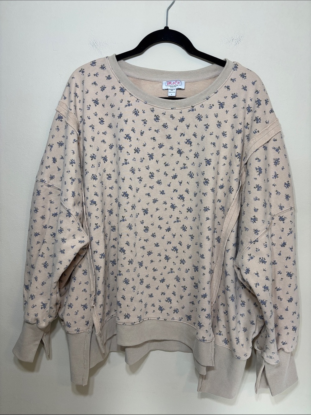 Oversized Beige Floral Top